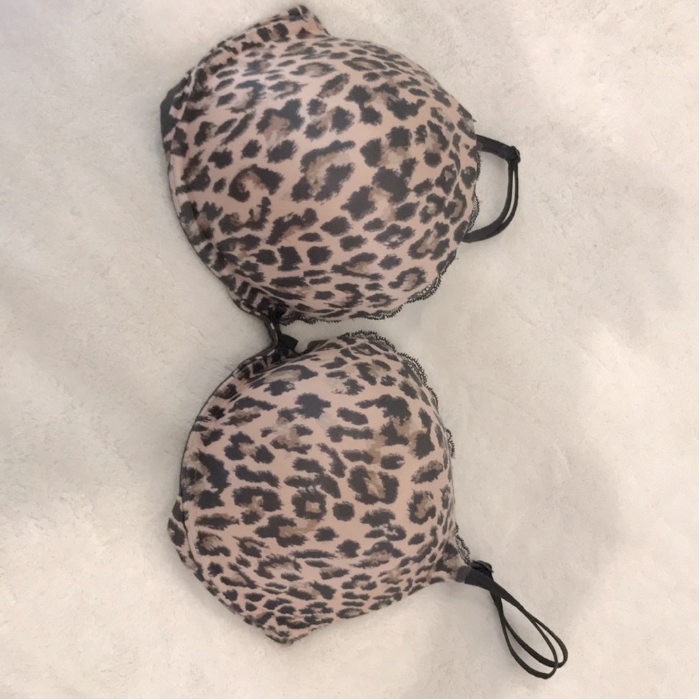 Very sexy push-up bra pink / gray leopard print